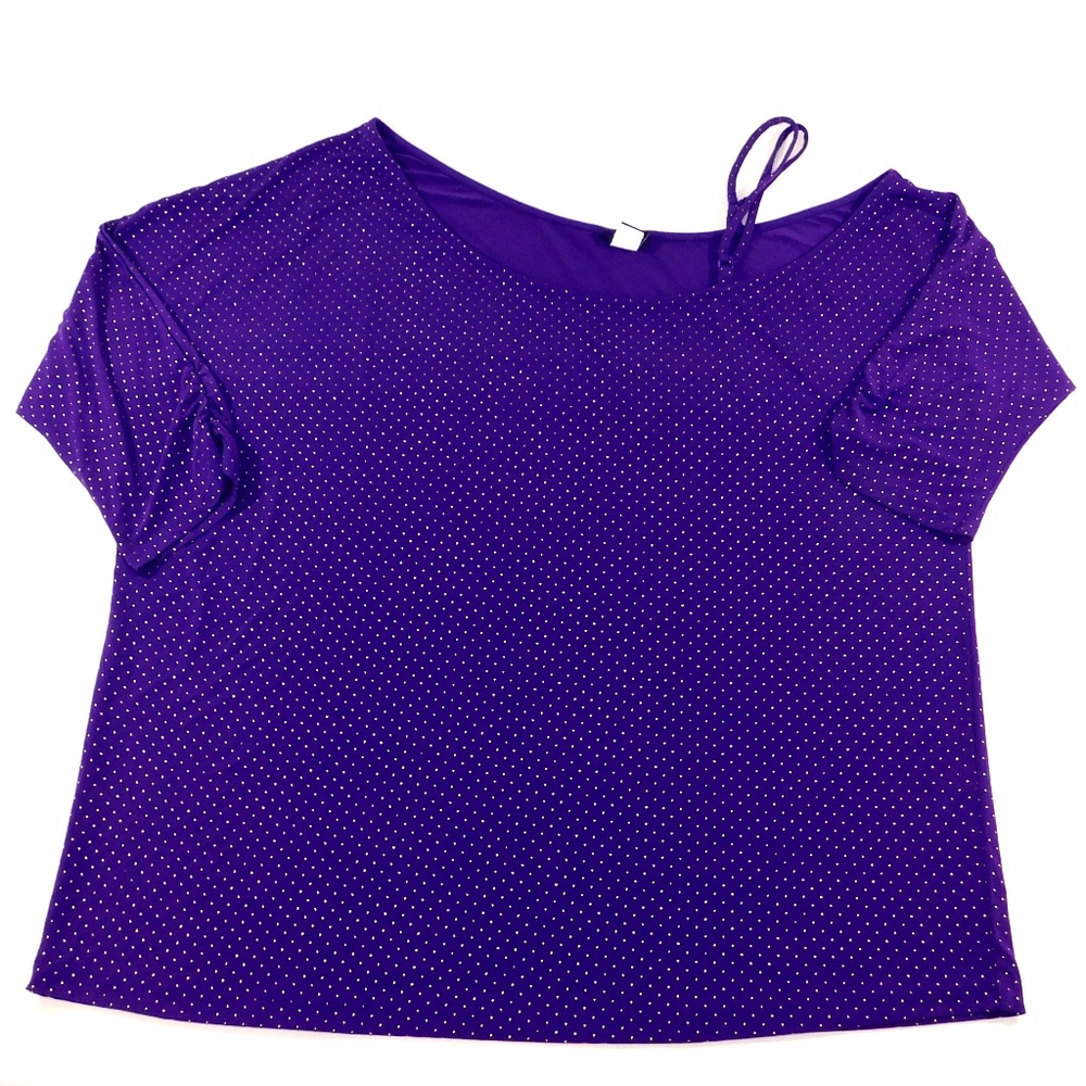 Torrid Purple Raised Gold Dot Ruched Sleeve Top 1X